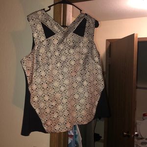 Glitzy gold color blocking sleeveless top!